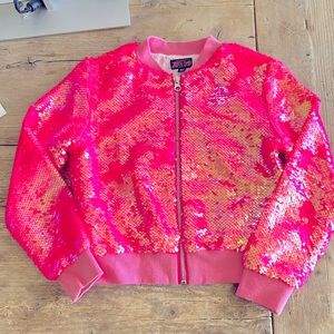 JoJo Siwa hot pink sequin jacket size Xs 4/5. Lined- very good condition